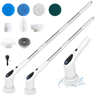 Nettoyeur de baignoire sans fil le plus vendu pour le nettoyage ménager, manche long, 9 têtes remplaçables, brosse de nettoyage écologique en PP