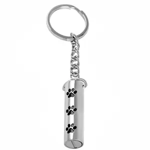 Customization Mini Pet Ash Urns Key Ring Silver Metal Stainless Steel Cremains Box Key Chain Sublimation Memorial Urn Keychain