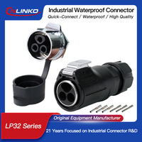 Connecteur d'alimentation robuste LP32 à 3 broches, mâle, à sertir, avec bride anti-déconnexion pour applications marines