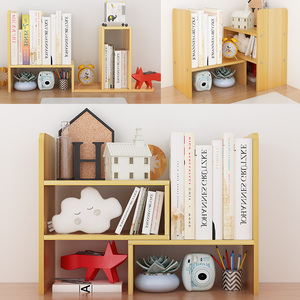 Estantería de madera MDF para libros, organizador de almacenamiento de escritorio de combinación 2 en 1, ajustable - Product Image 5