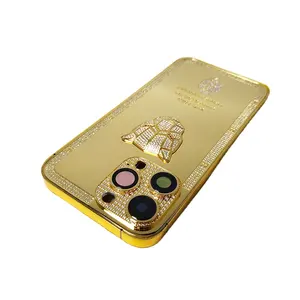 Luxury Mobile Phone Housing New Design Accept Customized Logo Real Gold Plated For iPhone 14 Series