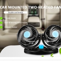 Ventilateur de voiture à double tête 24V/12V, rotation à 360 degrés, puissant, silencieux, 2 vitesses réglables, vent puissant, refroidissement automatique