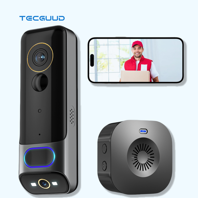 Dual Lens Sensor Home Security Video WIFI Smart Doorbell Intercom Camera Wireless Chime Wifi Doorbell Camera 128G TF Card