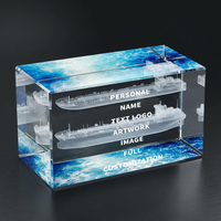 Trofeo Rectangular de Cristal Neelpure 129561 con Patrón de Barco Grabado en 3D Personalizado para Premios Corporativos