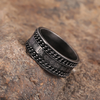 Bague large en acier inoxydable style viking vintage avec runes, bijoux de mythologie nordique, gothique antique, pour hommes, vente en gros