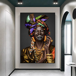 Peinture murale sur toile moderne avec impression de femmes africaines noires et magnifiques, peinture à l'huile encadrée, art mural de fille sexy - Product Image 3