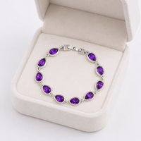 Bracelet en alliage écologique personnalisé avec cristaux en forme de goutte, plaqué or, design bordé de perles en pierre de poire, pour femmes, fournisseur en gros