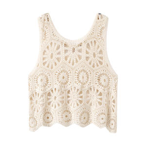 Summer New Bohemian Casual Style Women's <span class=keywords><strong>Crochet</strong></span> Sequin Knitted Vest Short Layered Top - Product Image 2