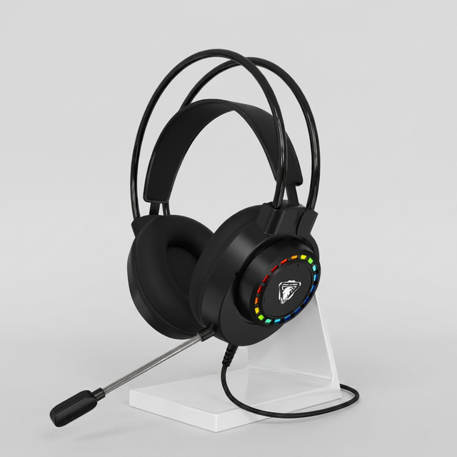 Wired Gaming Headset RGB Lighting Headband 50mm Black Ceramic Driver USB & Type-C Plug With Microphone