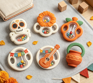 PAISEN Mordedor de Silicona para Bebé con Diseño del Día de Muertos Mexicano, Juguete Sensorial Temático del Día de los Muertos, Decoración para el Hogar - Product Image 3