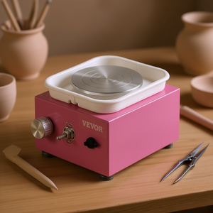 Mini Tornio Elettrico in Ceramica 0-320 Giri/min Rosa per Lavorazione della Ceramica e Smaltatura per Artigianato Artistico - Product Image 2