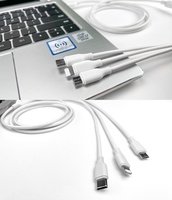 Câble de transfert et de charge 3 en 1 PVC 1,2 m OEM ODM 3A, câble USB, câble de charge rapide, câble de données pour iPhone, pour Samsung
