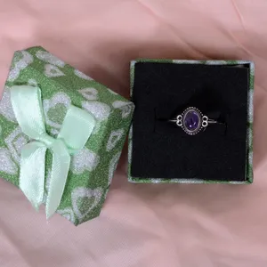 Vintage Oval Gemstone <b>Ring</b> Moonstone Amethyst Silver Plated <b>Brass</b> Jewelry For Women Adjustable Boho <b>Ring</b> Wholesale - Product Image 5