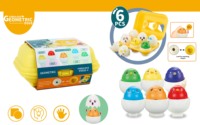 6PCS Press to Sound Oeufs géométriques avec émoticônes Jouet d'apprentissage pour les tout-petits Développement de la motricité fine Jouet assorti Cadeau de Pâques
