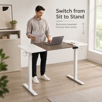 Bureau AOR blanc à grain de bois, silencieux, à mémoire de forme, réglable en hauteur, pour travail assis-debout, ordinateur de bureau, bureau d'apprentissage, vente en gros usine