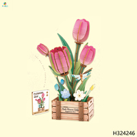 Modèle de construction de fleurs hollandaises en bois découpé au laser 3D, bricolage éducatif, âges 3+, unisexe, décoration intérieure, cadeau, kit de puzzle en bois de tulipe