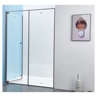 Porte de douche coulissante simple en verre avec charnière en alliage d'aluminium moderne, kit complet avec cadre noir 6 mm, garantie 5 ans pour hôtels (modèle Diamond)