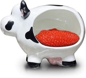 Nuovo Design Portaspugna in Ceramica per Lavello a Forma di Mucca, Accessorio per Lavaggio Piatti - Product Image 2