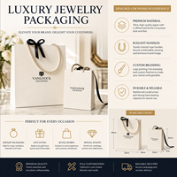 Sac en papier de luxe pour bijoux, avec logo personnalisé, emballage cadeau, sac de shopping avec poignée en corde, emballage de marque haut de gamme