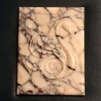 Plaque murale décorative en marbre Calacatta Viola, sculpture en bas-relief de cygne, panneau d'art décoratif, pierre naturelle polie à la main
