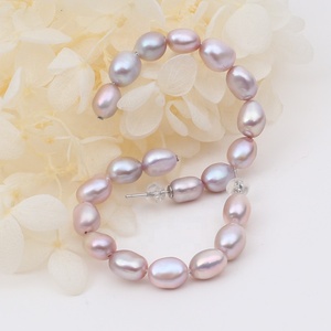 Customized Lady Sterling 925 <strong>Silver</strong> <strong>Hoop</strong> <strong>Earrings</strong> with White Natural 6-7mm Baroque Pearl <strong>Silver</strong> Plated Classic Style - Product Image 6