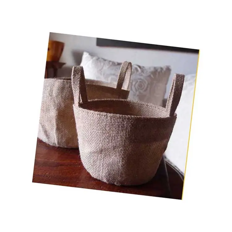 Burlap Jute Gusseted ตะกร้าเช่นตะกร้าอีสเตอร์