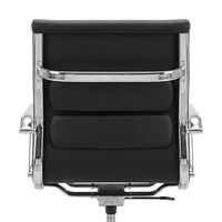 Chaise de bureau moderne pour cadre dirigeant, dossier mi-hauteur, rembourrée en cuir, avec hauteur réglable et structure en aluminium poli côtelé