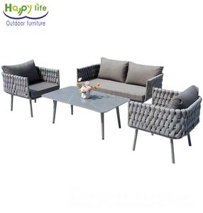 <span class=keywords><strong>Happy</strong></span> Life Durable en plein air café canapé Commercial cadre en aluminium osier cour rotin Bistro chaise ensemble salle à manger mobilier d'extérieur - Product Image 1