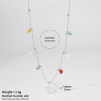 Kalung Bunga Trendy Anti Air Hipoalergenik CLIORO, Manik-manik Warna-warni, Liontin Semanggi CZ, Rantai Ramping, Perhiasan Wanita