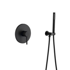 Brass One Function Black Shower Wall Mounted Shower Head Set, Circular Concealed Showerhead Bathroom Faucet - Product Image 6