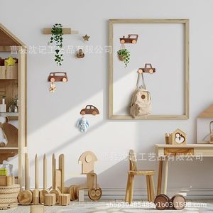 <b>Wooden</b> Car Cartoon Shape Double <b>Hook</b> Wall Hanger <b>Coat</b> Rack For Children Room Entryway Hat <b>Hook</b> Durable Wall Mounted Type - Product Image 2