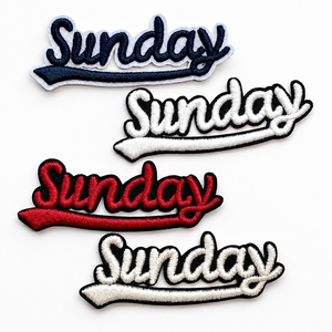 Wholesale Die Out Multicoloured Letter Embroidery Patches Iron On Clothing Custom 3D Embroidered Patch - Product Image 1