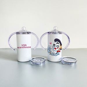 Gobelets à bec verseur sans couture blancs vierges de 12 oz pour sublimation DIY, pour enfants et bébés, entrepôt USA - Product Image 2