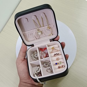 Mini Jewelry Box PU Material 5 Inch Zipper Closure Lightweight Storage Case For Ear Studs Rings Necklaces Travel Organizing - Product Image 3
