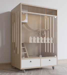 <span class=keywords><strong>Jaula</strong></span> grande para gatos de dos pisos, gabinete de hierro sólido de espacio libre para el hogar, bandeja de Villa, botón a presión, bandeja de plástico fácil de usar, embalaje - Product Image 3