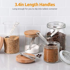 Ensemble de 6 cuillères doseuses en acier inoxydable 430 à tête ronde avec échelle graduée - Pour lait en poudre, café et assaisonnements de cuisine - Product Image 4