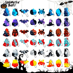 YIWUPOWER Porte-clés Halloween Fantôme Citrouille en Silicone, Jouet Fidget à bulles Push Pop Sensoriel Anti-stress - Product Image 1
