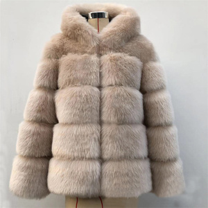 <span class=keywords><strong>Manteau</strong></span> en fausse fourrure élégant et chaud pour l'hiver, à capuche, couleur unie, décontracté, personnalisé - Product Image 2
