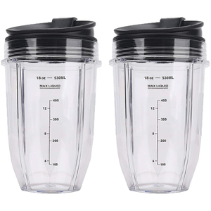<strong>Blender</strong> Parts <strong>2</strong> Pack 18OZ Replacement <strong>Blender</strong> Cups with Sip N Seal Flip Lids Fits <strong>Ninja</strong> BL480 BL481 BL482 BL490 BL640 BL680 - Product Image 1