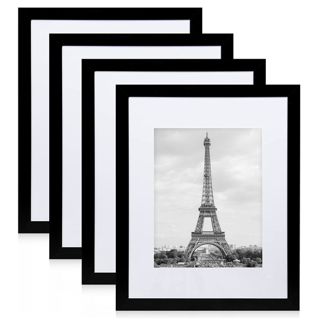 11 X 14 Picture Frames Made of Wood and High Definition Glass Display Pictures 8x10 with Mat
