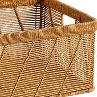 Panier de rangement en rotin tressé artisanal en gros, respirant, avec poignées en osier, multifonctionnel, rectangulaire, pour armoire et salon