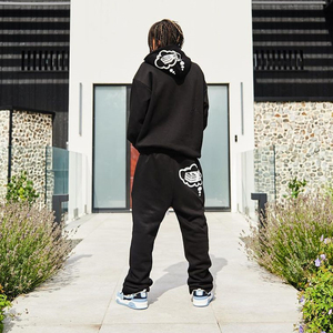 Custom Logo Mens Heavyweight French Terry 3D Puff Print <strong>Tracksuit</strong> Flared Stacked Sweatpants and Hoodie Set <strong>Tracksuits</strong> for Men - Product Image 6