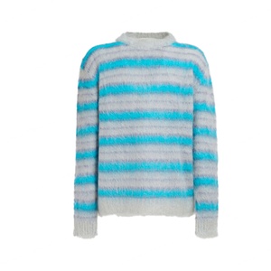 เสื้อสเวตเตอร์ไหมพรมลายทางสีตัดกันแฟชั่นคุณภาพสูงสำหรับผู้ชายฤดูหนาว ดีไซน์เนอร์ แบรนด์ดัง สไตล์ลำลอง - Product Image 3