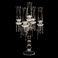 Candélabres en cristal à 5 bras MH-Z0095 uniques avec décorations de table de mariage en tube de verre