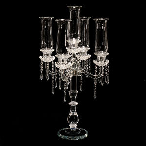 เชิงเทียนคริสตัลเชิงเทียน5แขนพร้อมหลอดแก้วตกแต่งโต๊ะแต่งงาน MH-Z0095ไม่ซ้ำใคร - Product Image 2