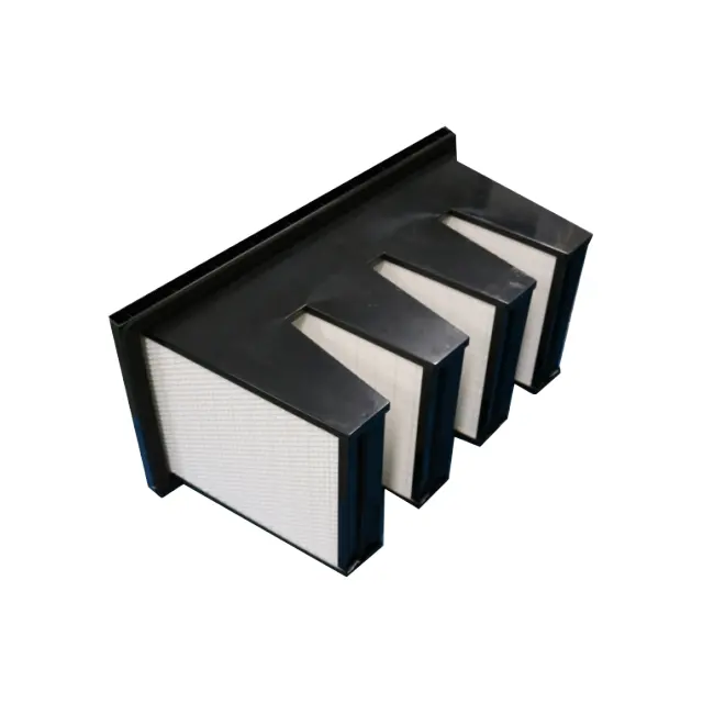 Industrial H13 H14 Air Flow High Quality Fiberglass Industry W Type Bank V Cell HEPA Air Filter