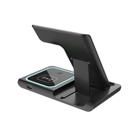 Station de charge sans fil pliable 3 en 1 pour ordinateur de bureau, chargeur sans fil rapide, adaptateur de station d'accueil de voyage et lumière pour iPhone, iWatch et écouteurs
