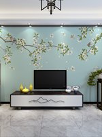 Wallpaper Kain Nonwoven Anti Air Motif Bunga Magnolia dan Burung Gaya Cina Baru 8D Custom Mural untuk Ruang Tamu