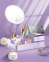 Grand miroir LED de maquillage de stockage de cosmétiques Grand miroir organisateur de maquillage cosmétique Bon marché Meubles de table Vanity Miroir LED