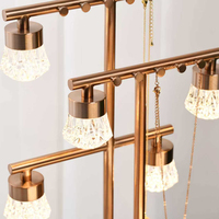 Support de Rangement de Maquillage à 3 Niveaux en Métal Doré, Lampe de Table LED DC à Commande Tactile, Design Moderne, Présentoir de Luxe pour Boucles d'Oreilles - Vente en Gros